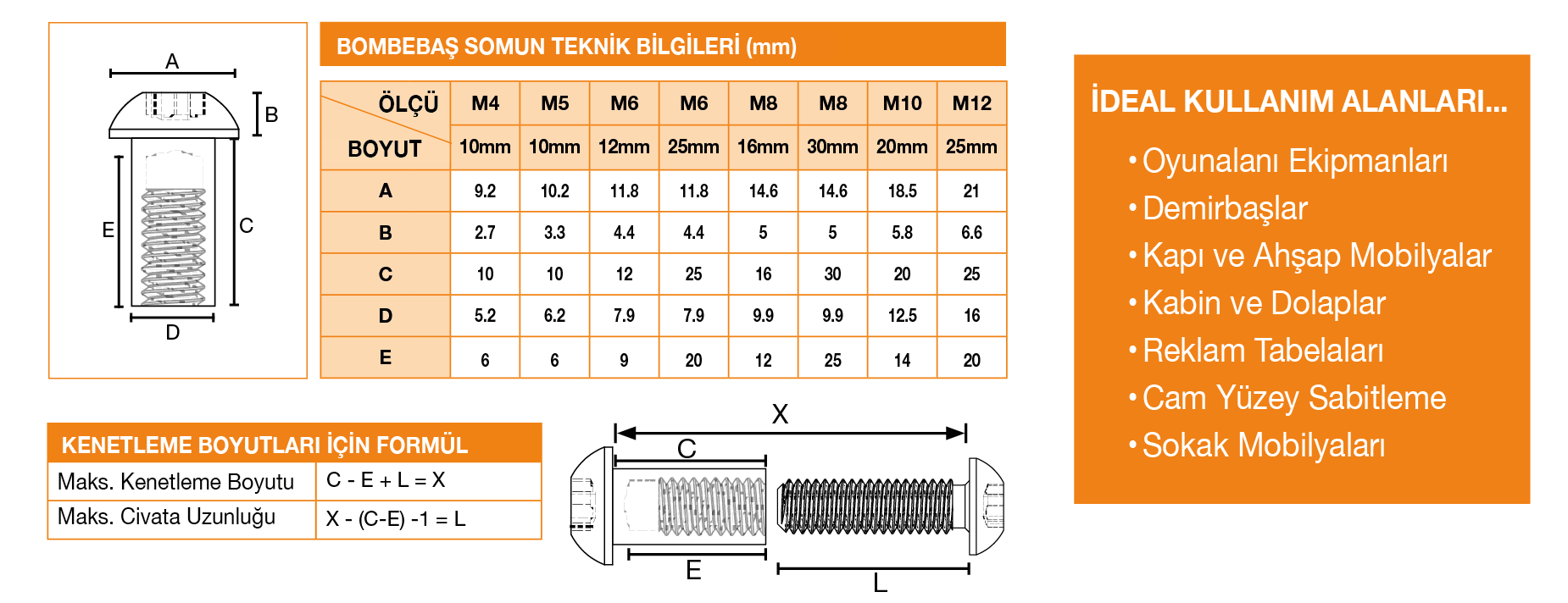 PİMLİ TORX ANAHTARLI BOMBEBAŞLI MONTEBENT GÜVENLİK SOMUNU