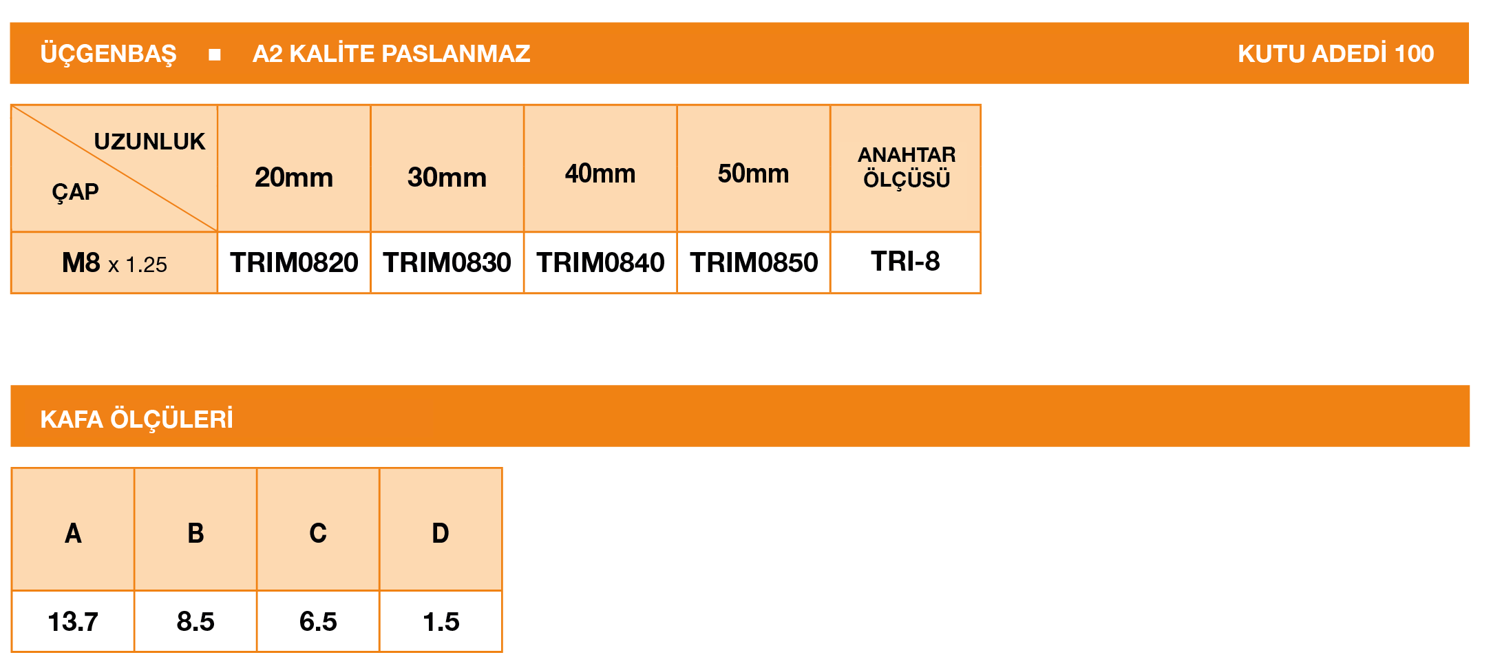 ÜÇGEN BAŞLI GÜVENLİK CİVATASI